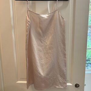 Silky Satin Slip Dress - Beige